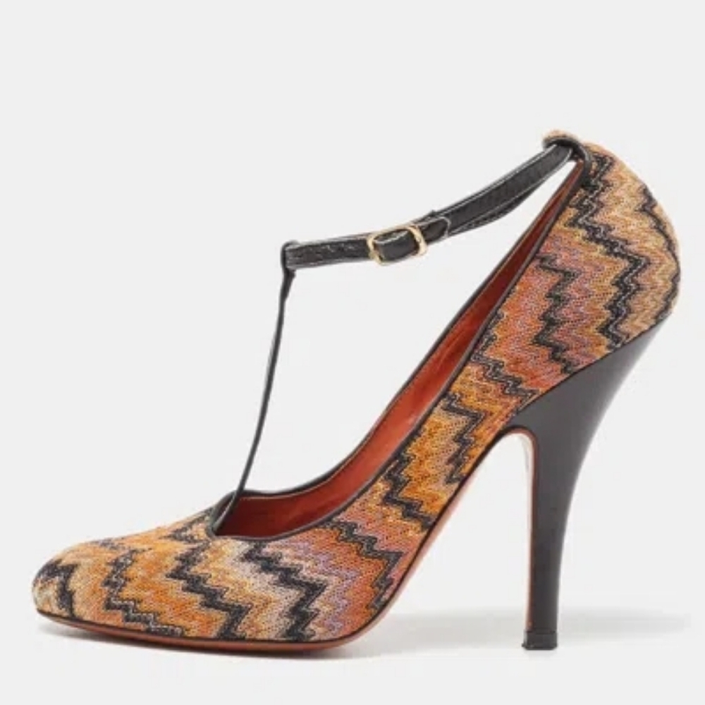 Missoni Rashel T-strap Heel Shoes Size 38 1/2 Size 8.5 ?